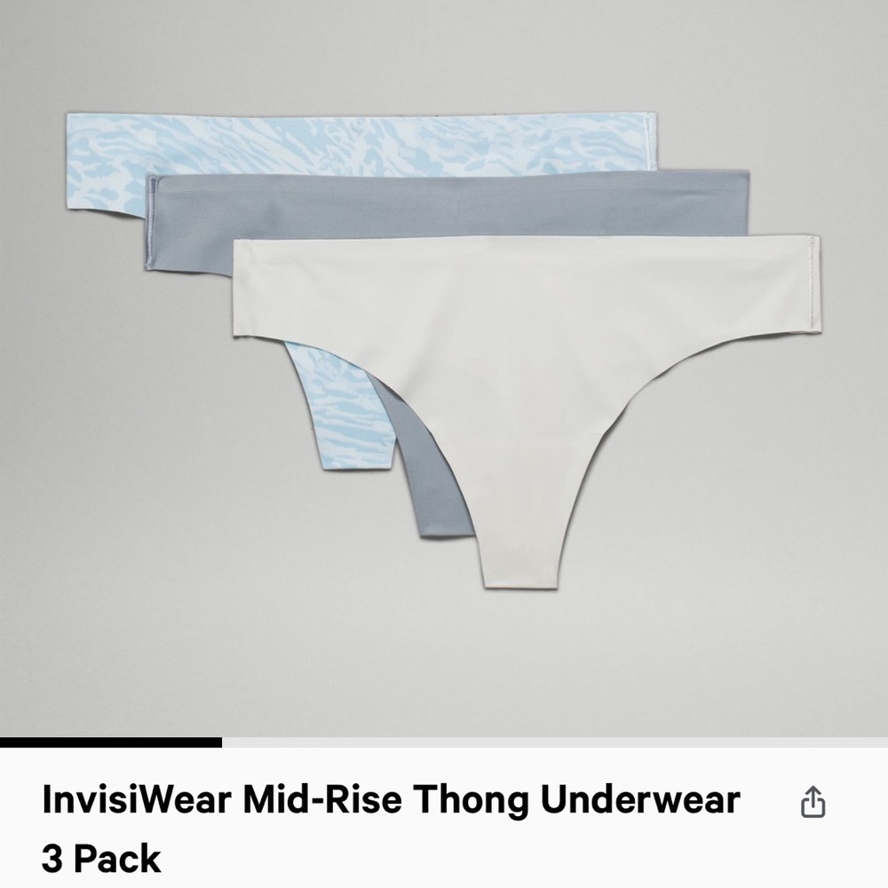 Lululemon Invisiwear Mid-rise thong 3 pack